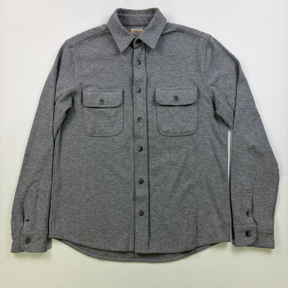 Faherty Legend Sweater Shirt Mens Small Grey Knit Button Down Flap Pocket Soft